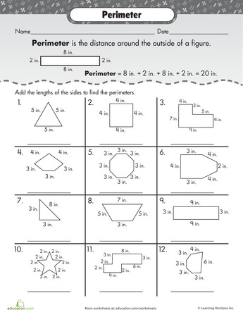 perimeter grade 2 pdf worksheet
