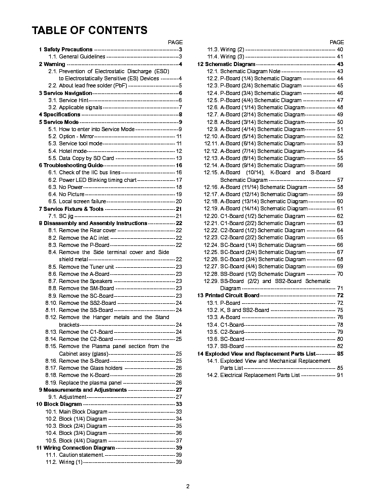 43in panisonic tc-p42u2 tv repair manual pdf