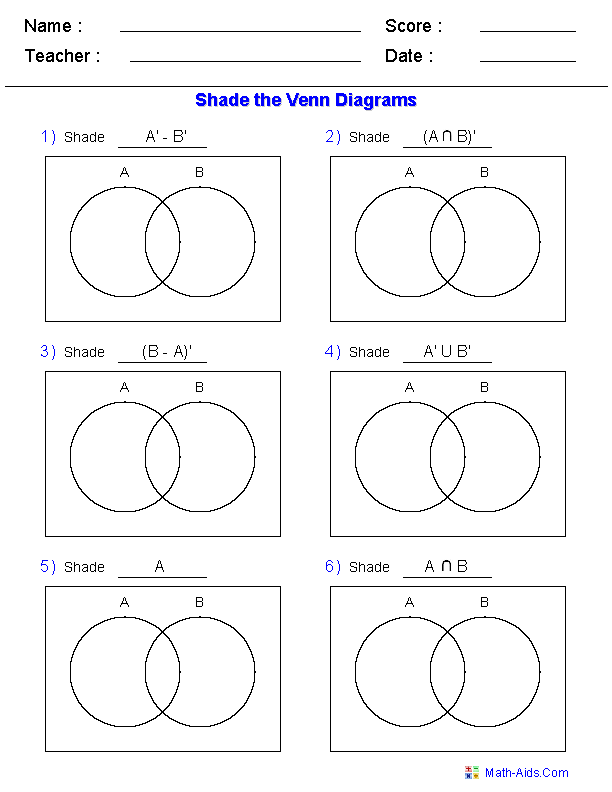 union and intersection of sets worksheet pdf