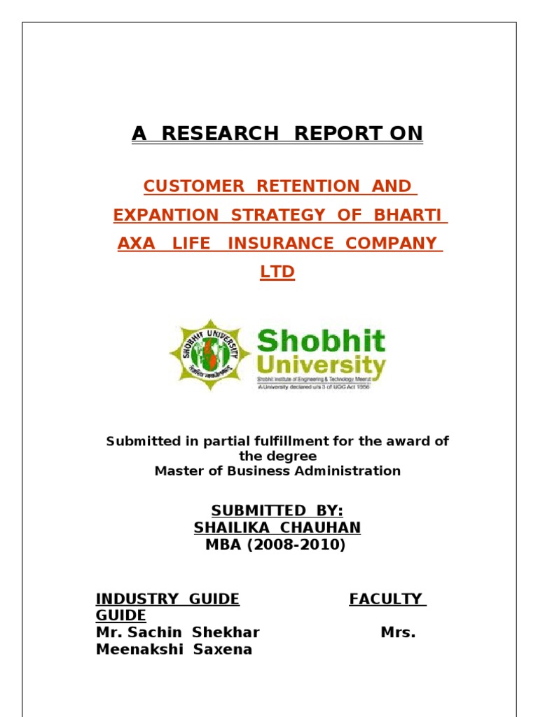 customer retention project report pdf