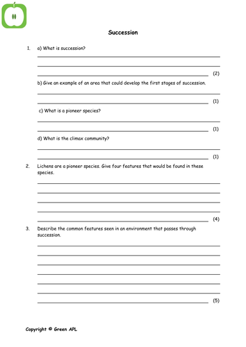 ecological succession worksheet answers pdf