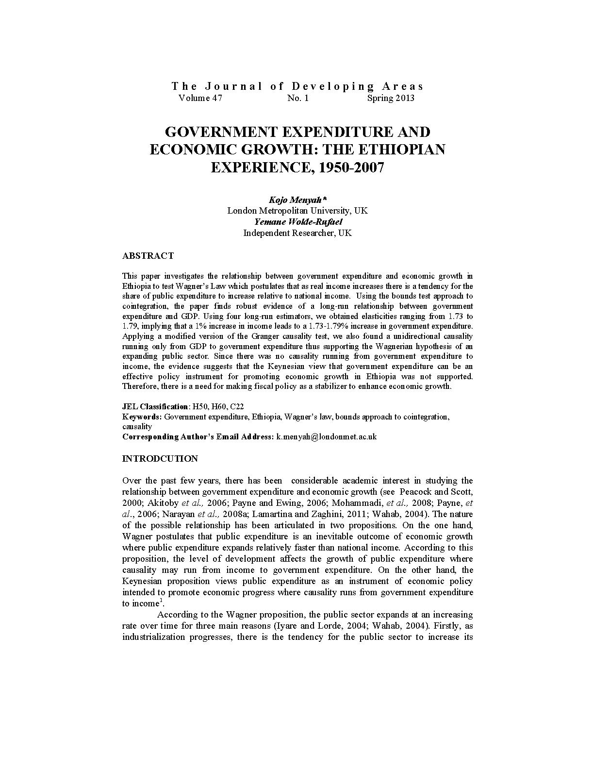government expenditure and economic growth pdf